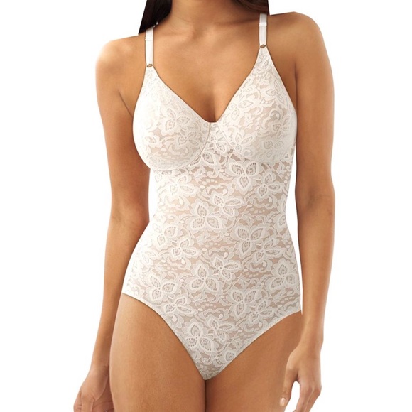 Bali Other - Women’s White Lace Bali Body Briefer One Piece Bra Bodysuit Size 38DD NWT DF8L10
